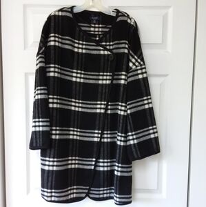 Women's KARRI BLUE Brand Black and White Plaid Jacket Size XL